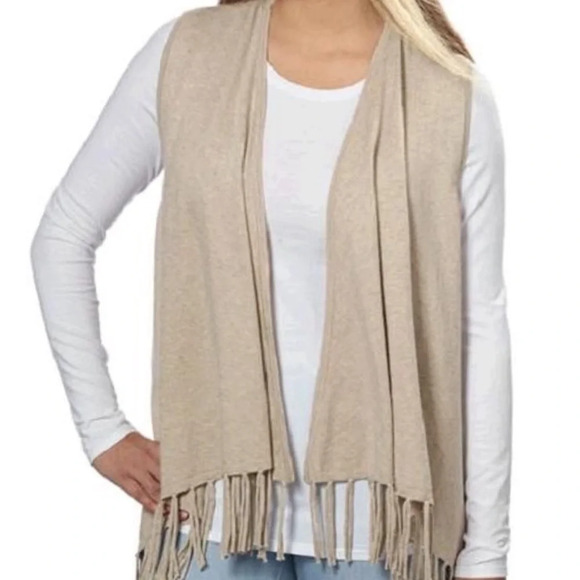 Joseph A fringe vest in Mocha Heather - Picture 1 of 8
